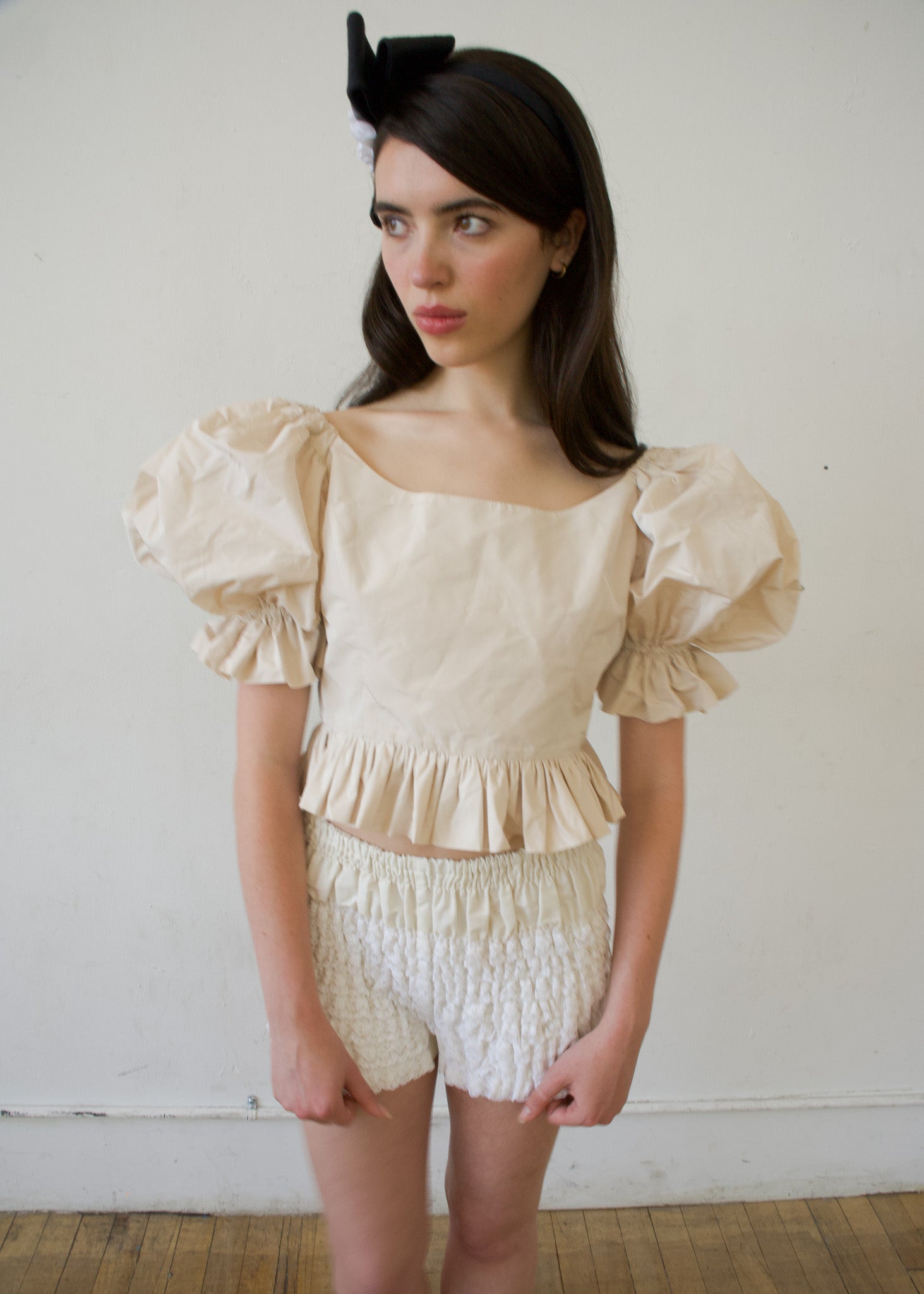 Party Top in Ivory Italian Taffeta