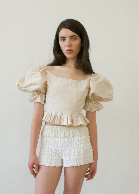 Party Top in Ivory Italian Taffeta
