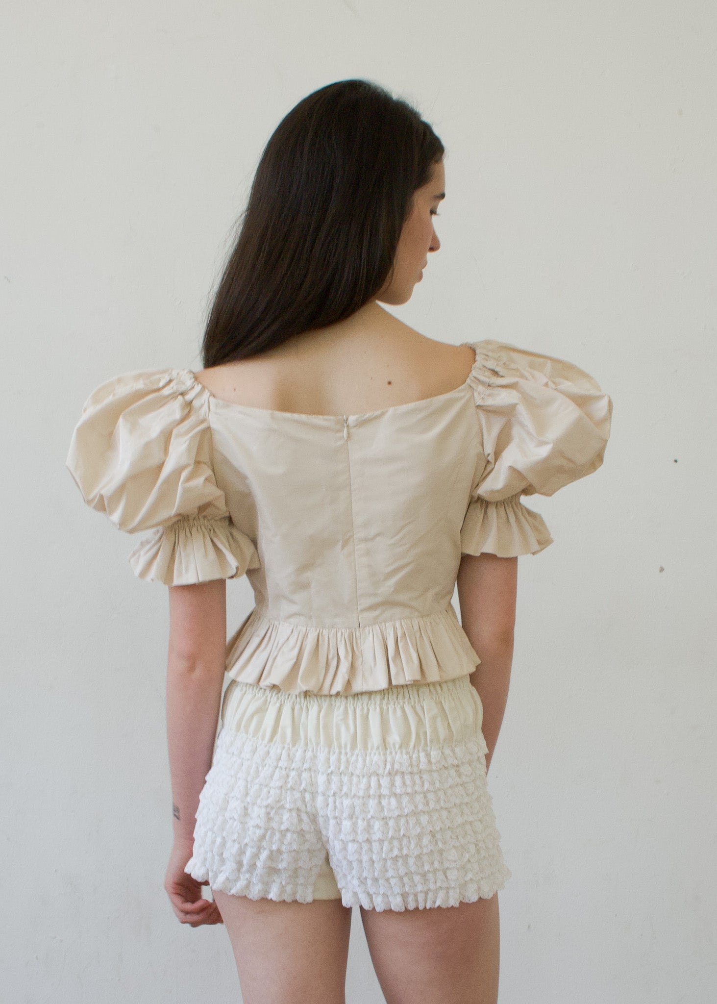 Party Top in Ivory Italian Taffeta