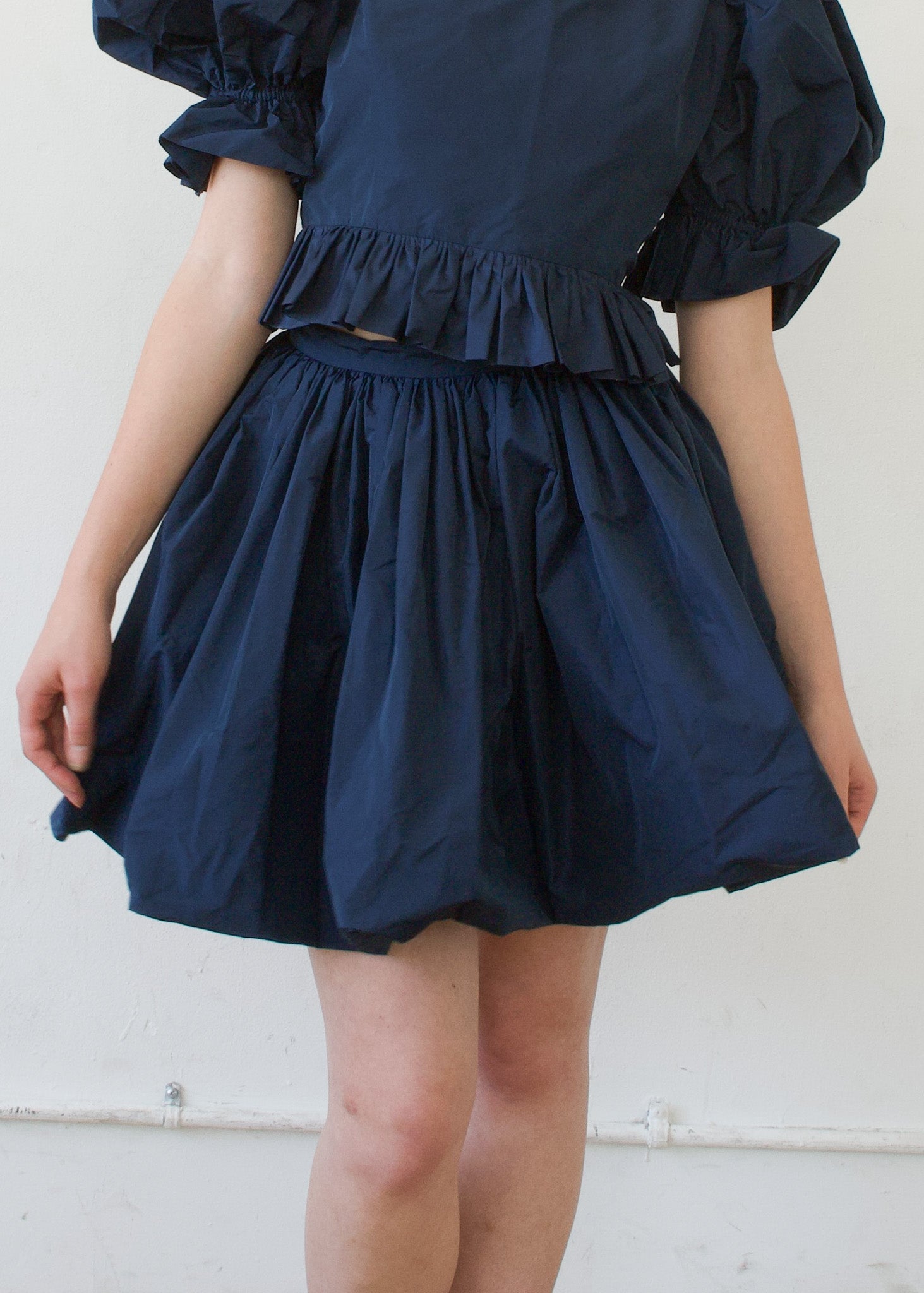 Bubble Skirt in Navy Italian Taffeta