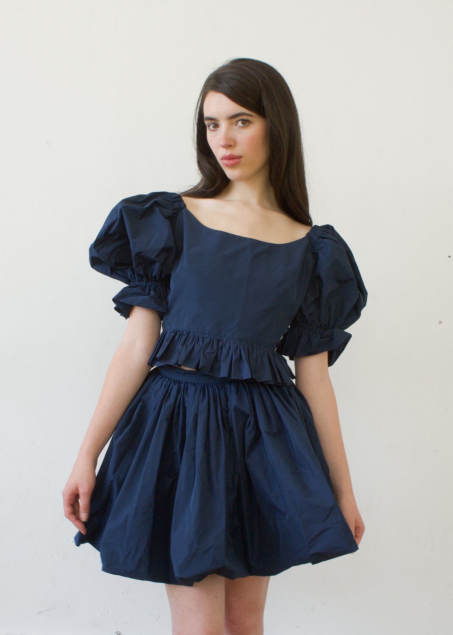 Bubble Skirt in Navy Italian Taffeta