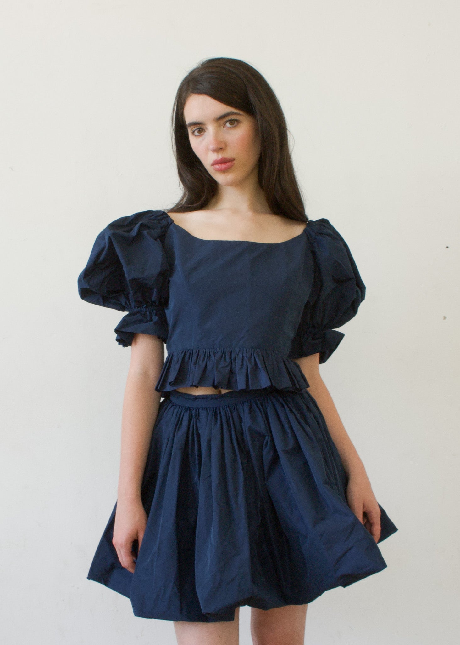 Bubble Skirt in Navy Italian Taffeta