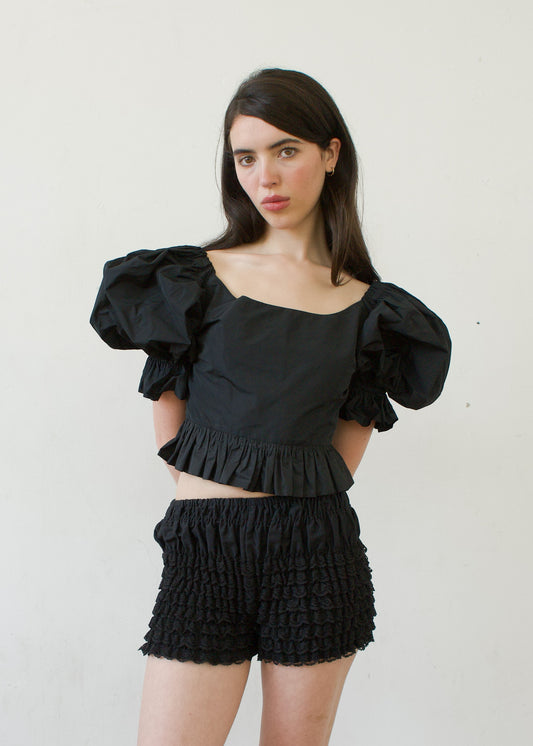 Party Top in Black Cotton