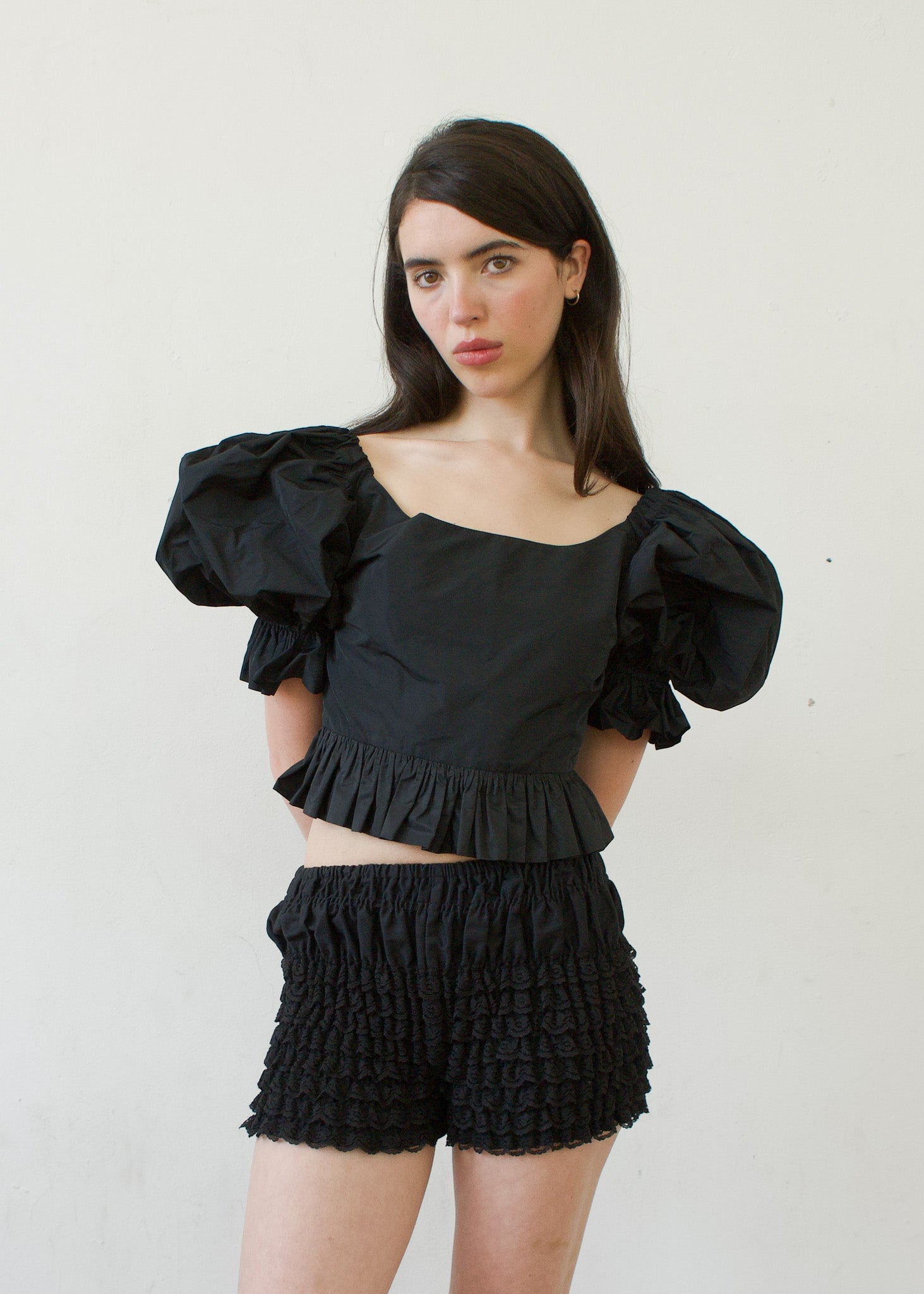 Party Top in Black Cotton