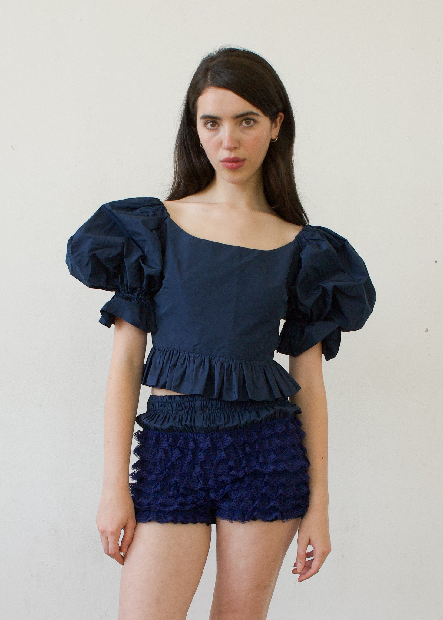 Party Top in Navy Italian Taffeta
