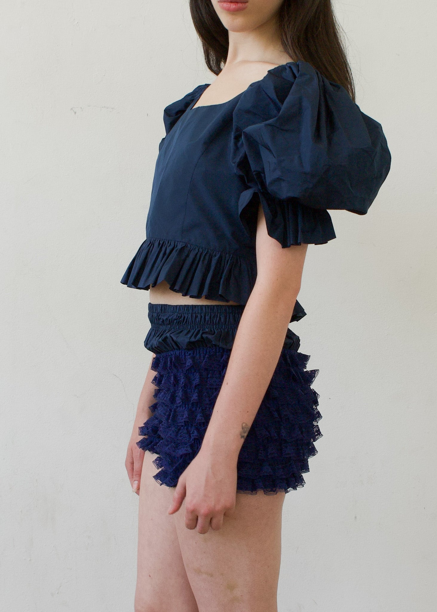 Party Top in Navy Italian Taffeta