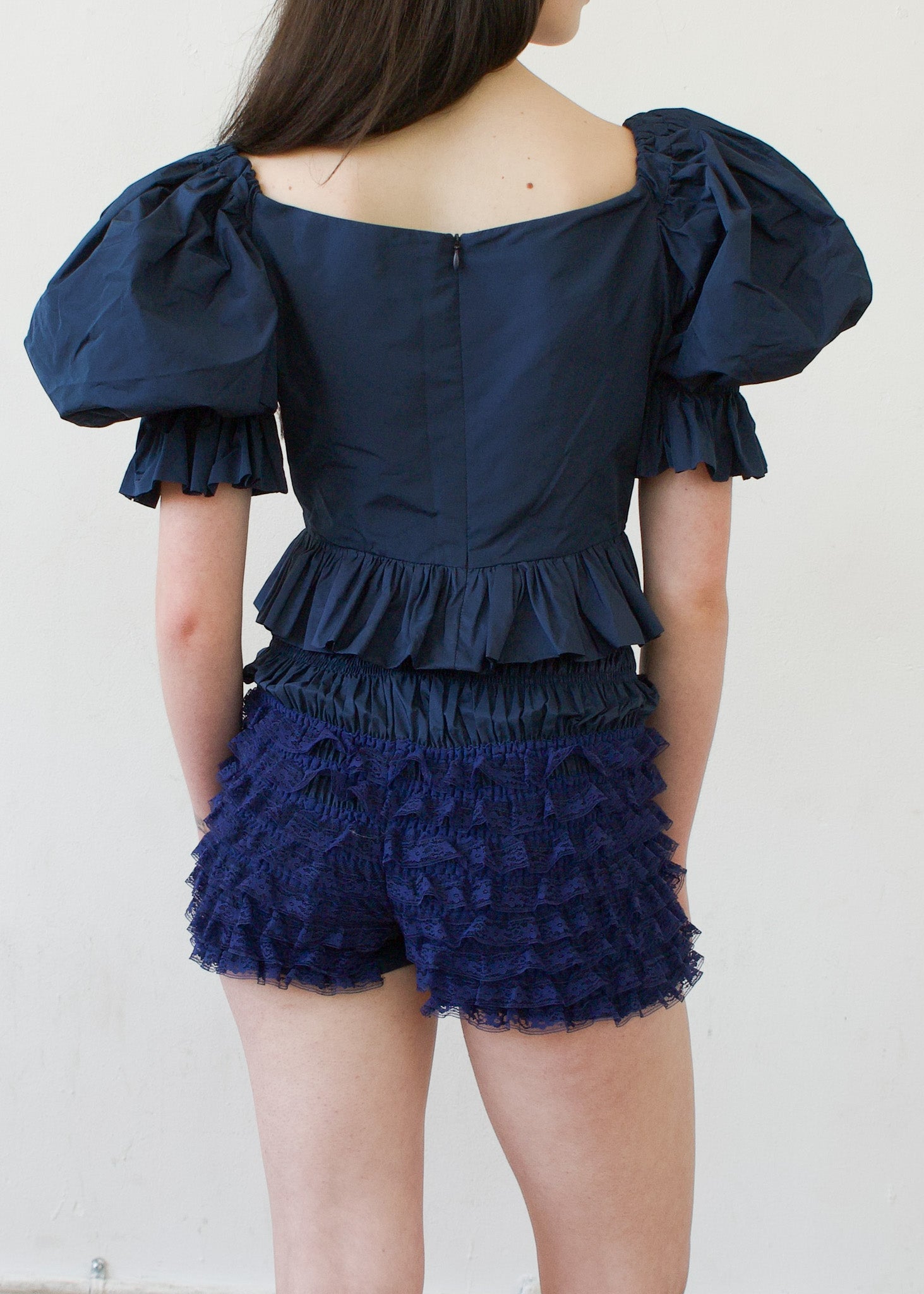 Party Top in Navy Italian Taffeta