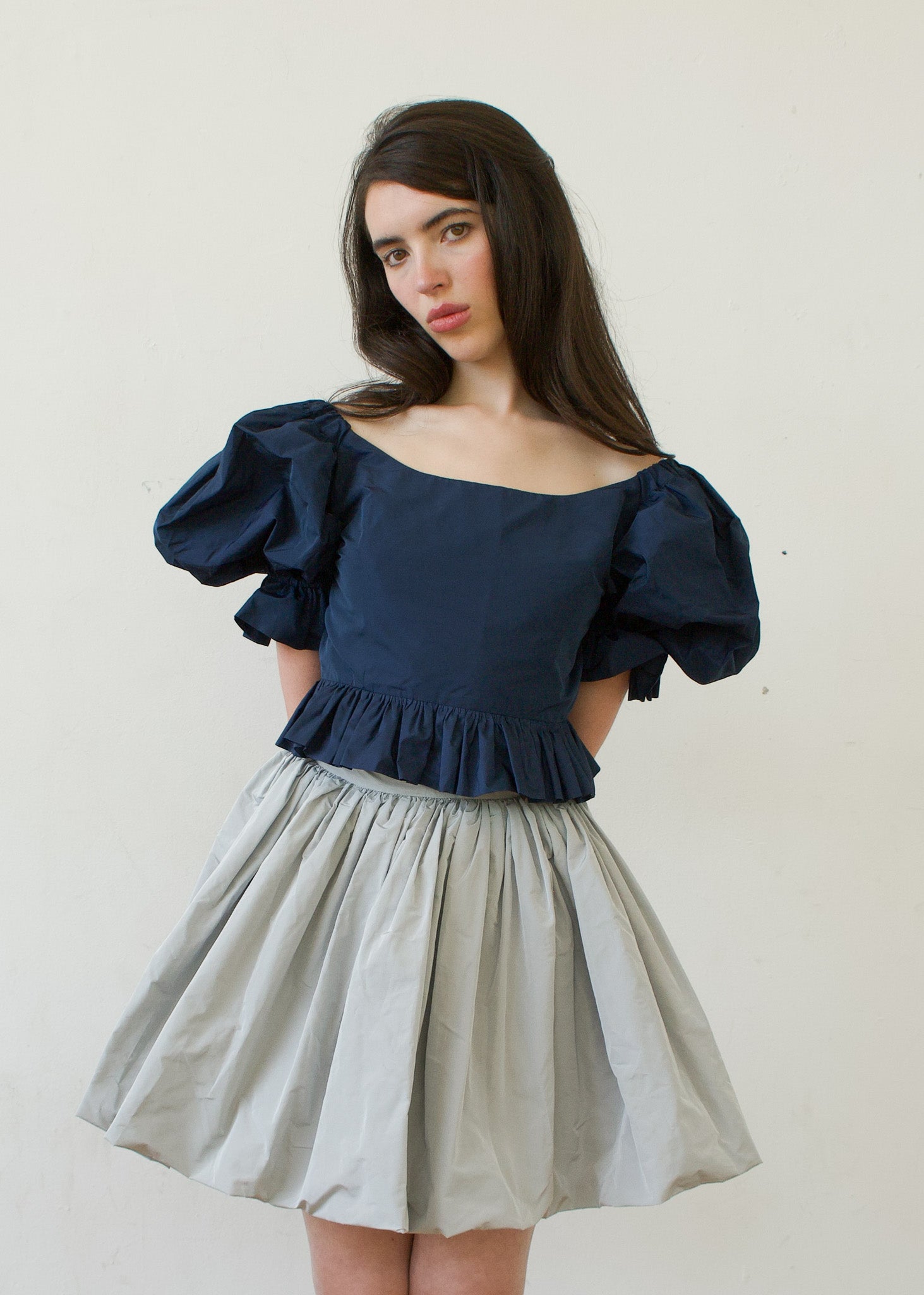 Bubble Skirt in Grey Italian Taffeta
