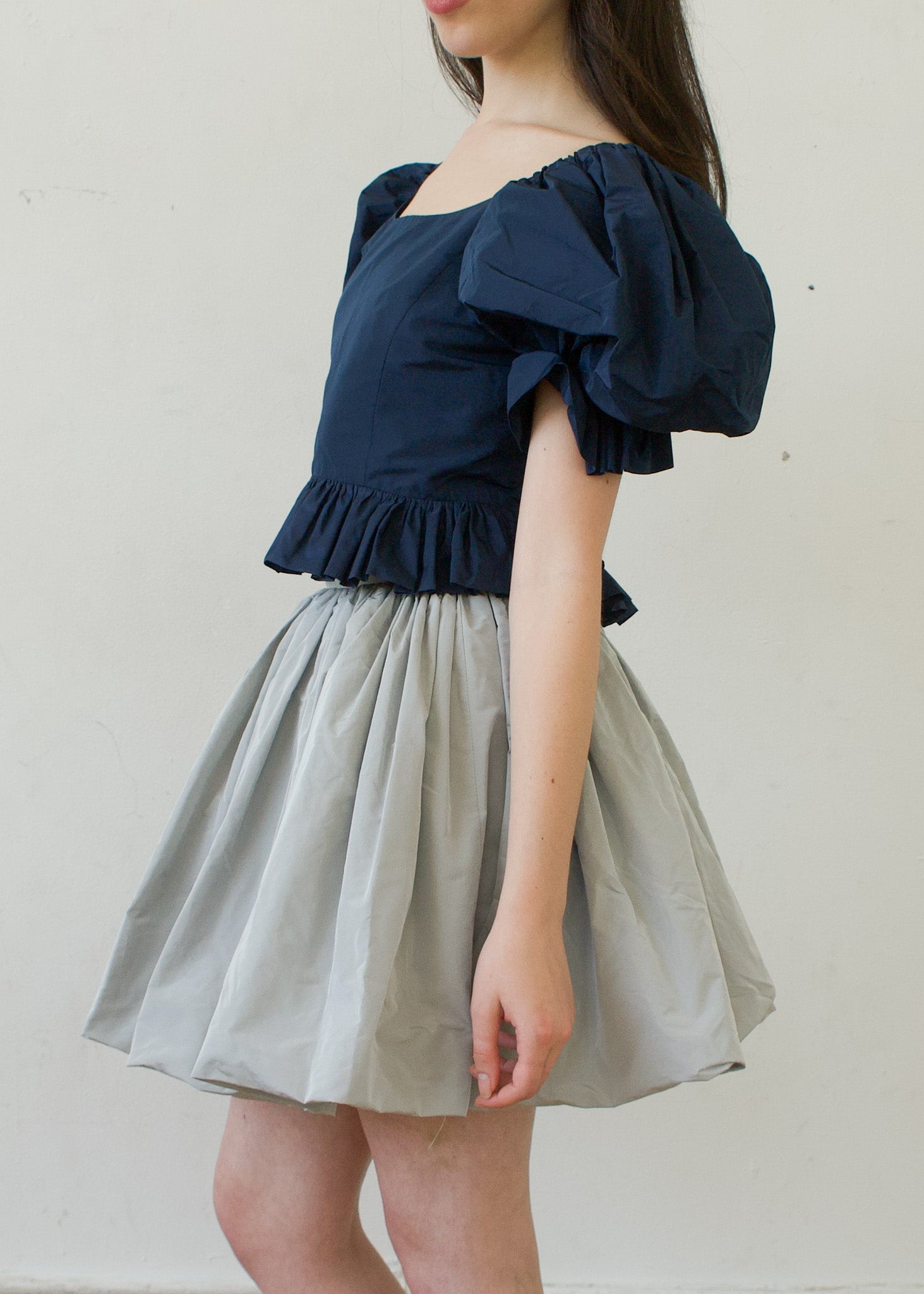 Bubble Skirt in Grey Italian Taffeta