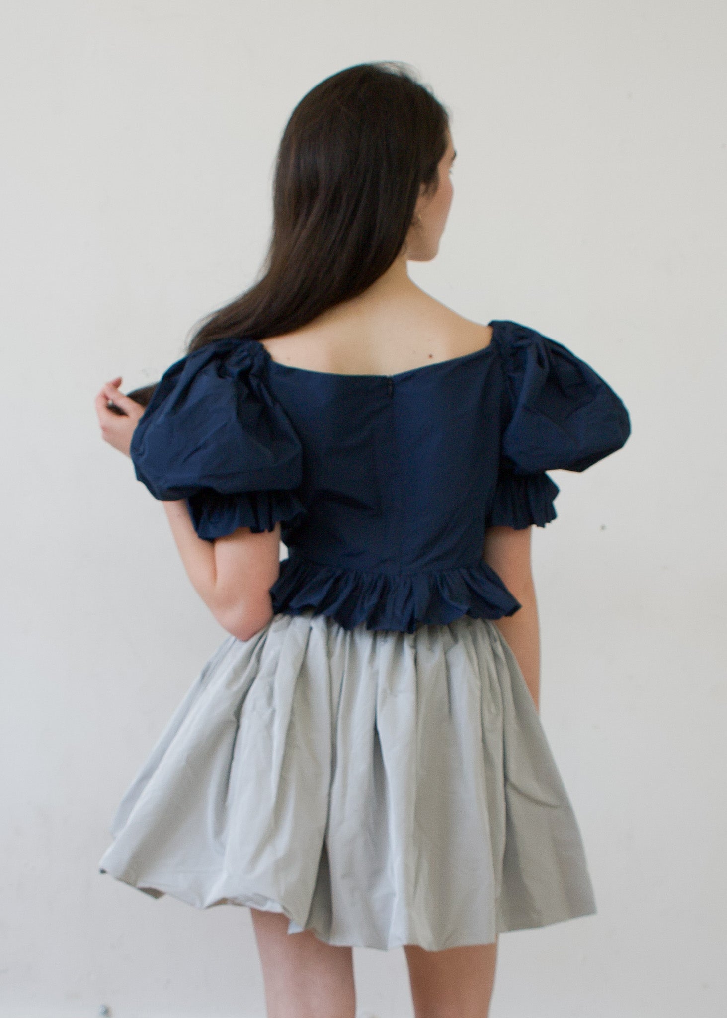 Bubble Skirt in Grey Italian Taffeta