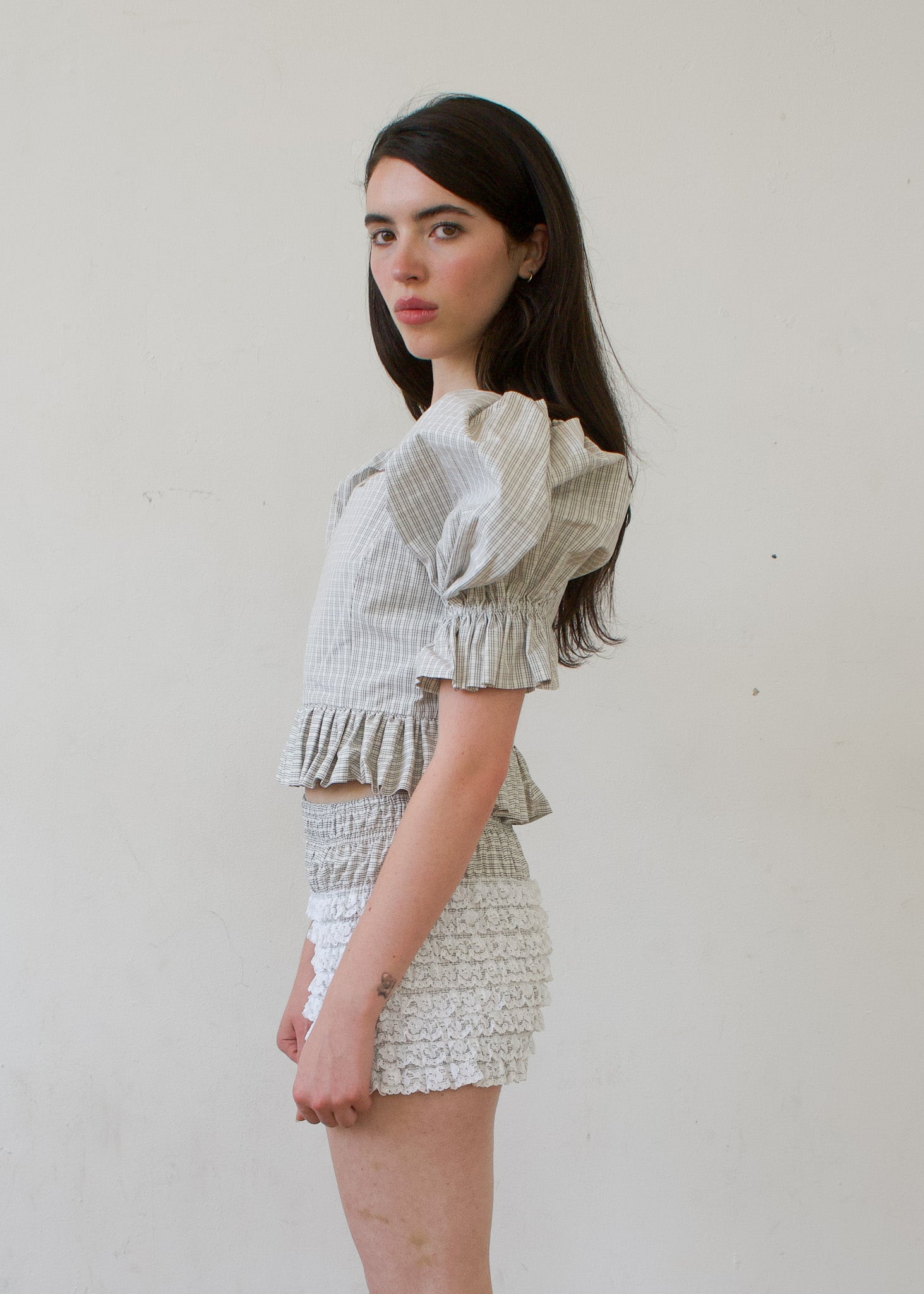 Party Top in Plaid Cotton