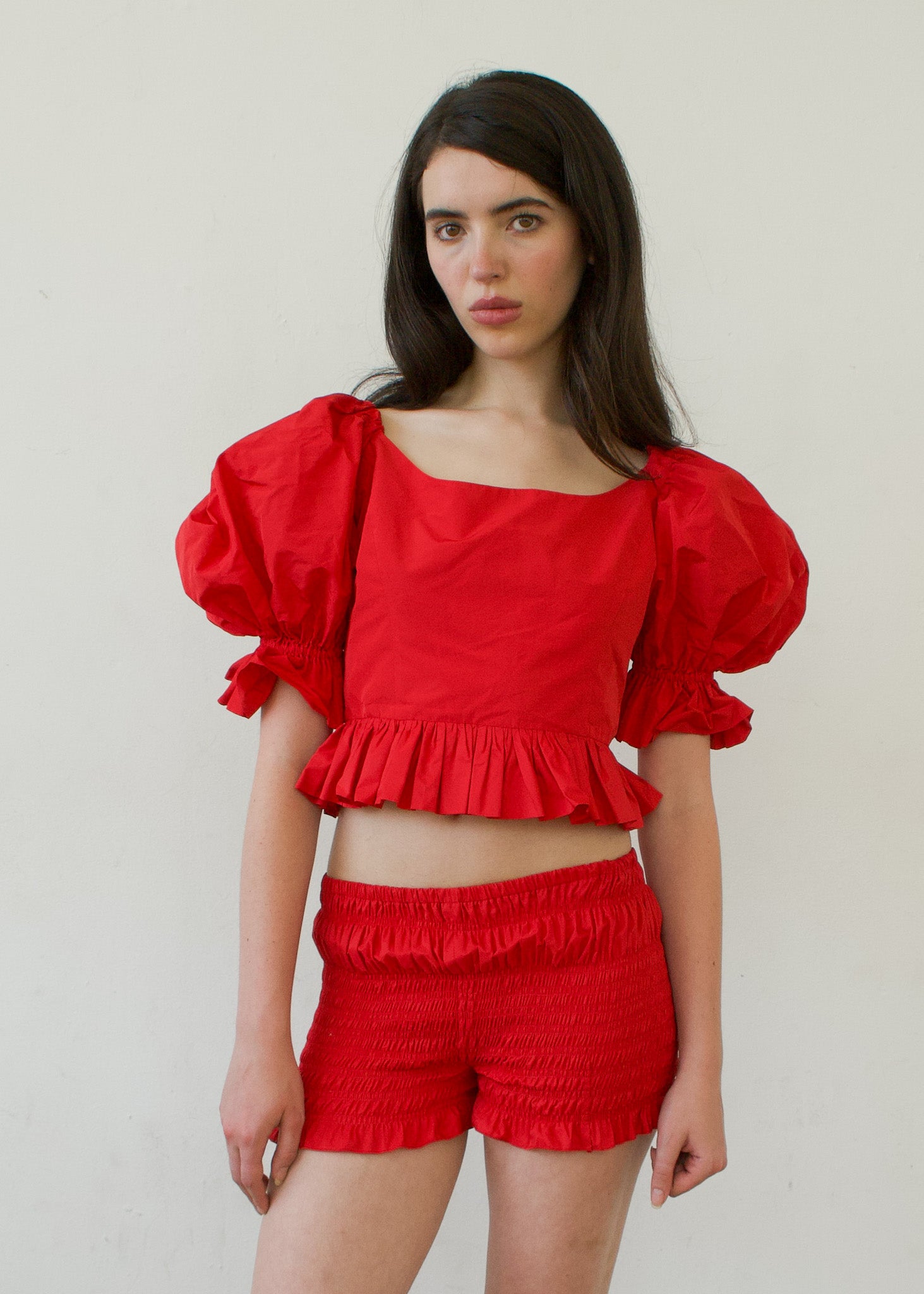 Party Top in Red Italian Taffeta