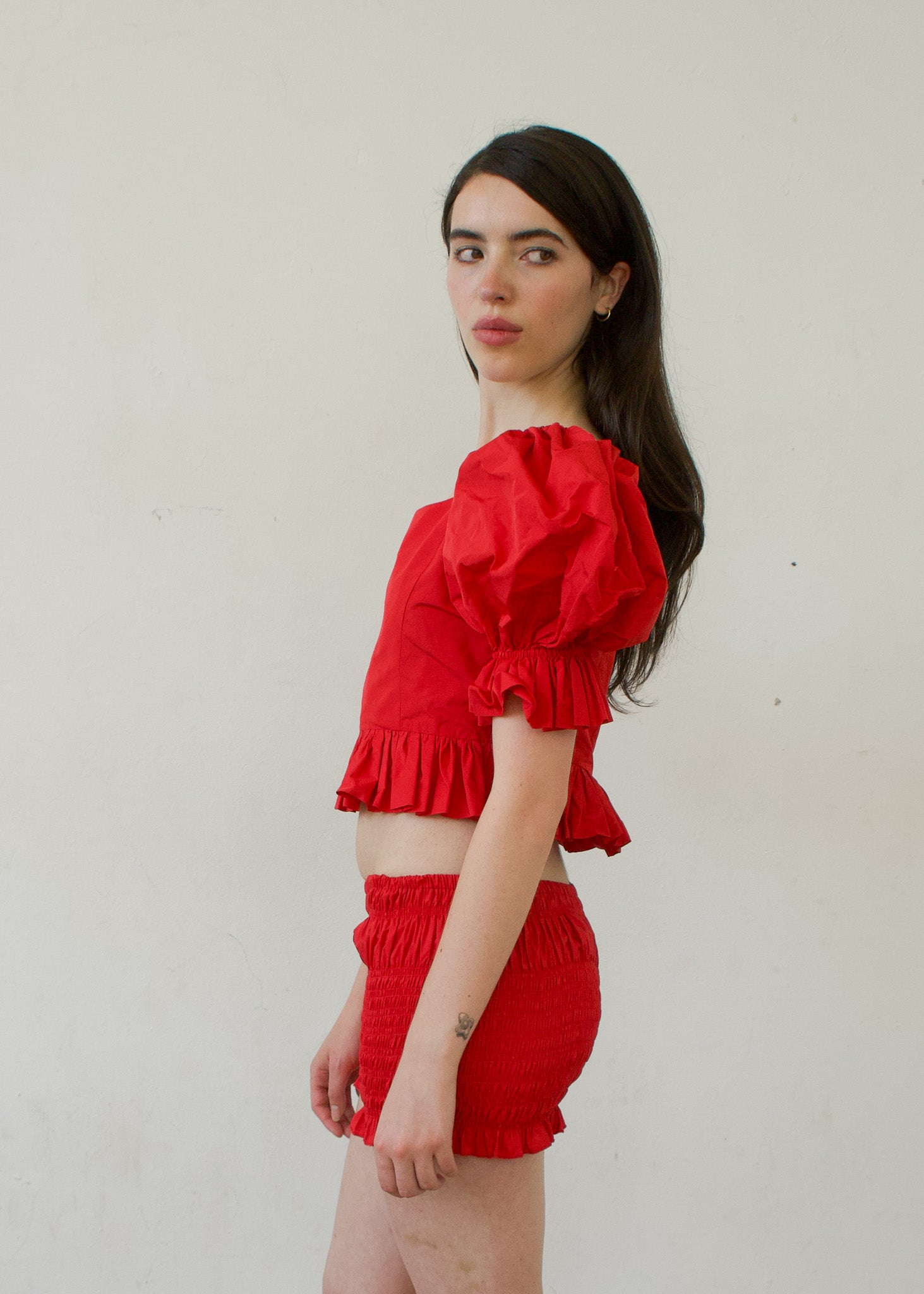 Party Top in Red Italian Taffeta